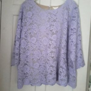 A Diva Purple French Lace Nude Poly Lined Top 3x